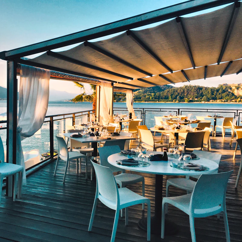 The terrace at dusk